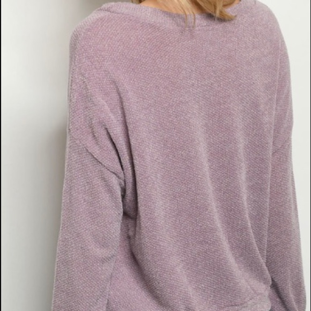 ❌DONATED❌Lavender Purple V-neck Button Front Oversized Knit Sweater Top - Picture 3 of 12